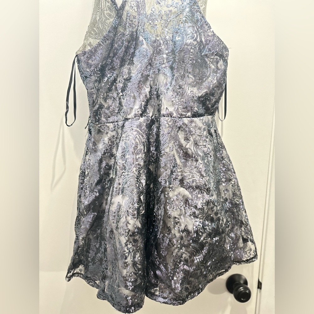 Elegant Sequined Halter Dress